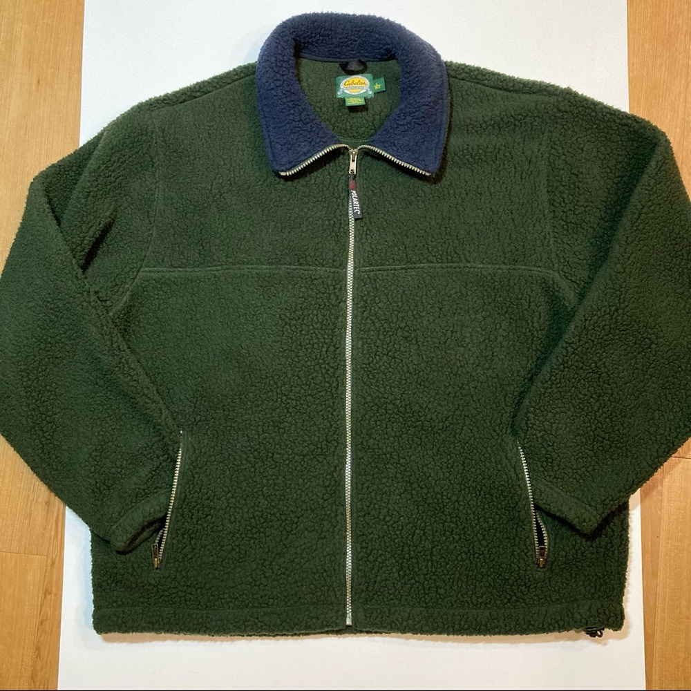 Vintage Cabela’s Polartec Zip Up Thick Deep Pile Fleece Sweater Jacket Size L